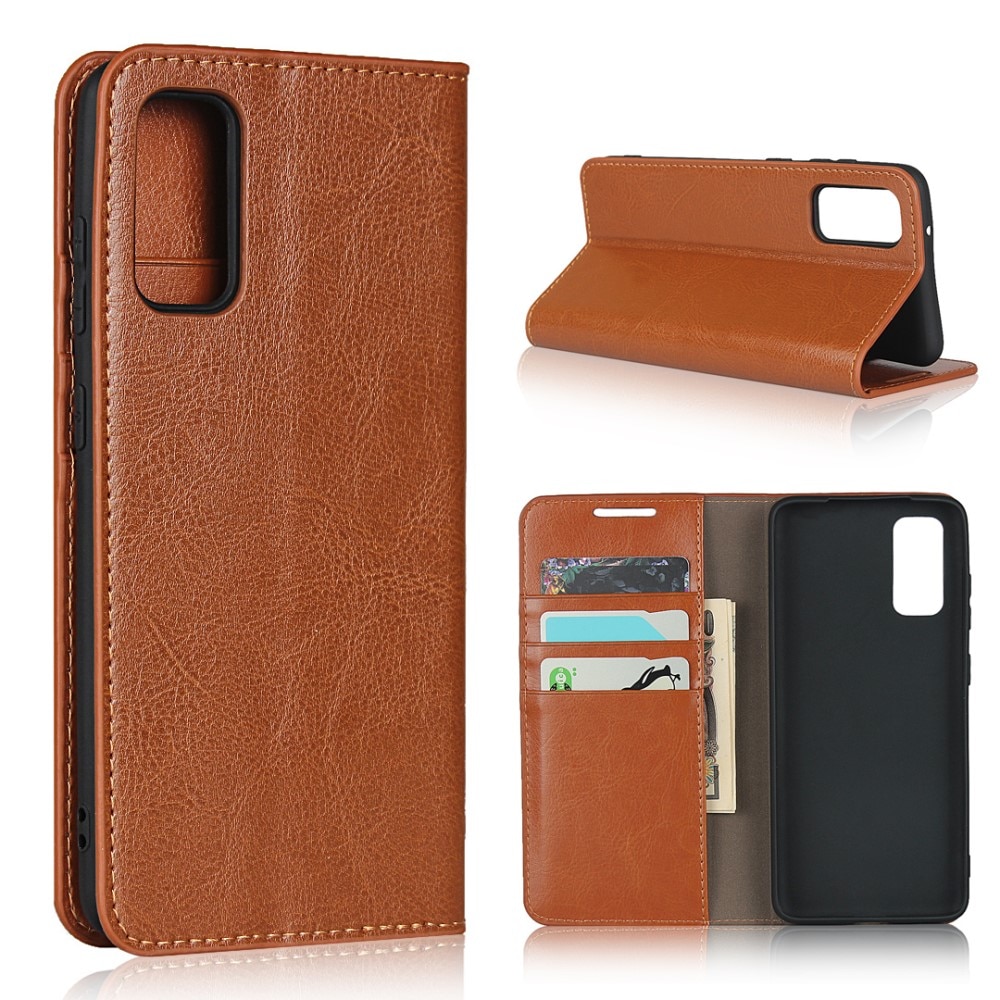 Samsung Galaxy S20 Handytasche aus Echtem Leder braun