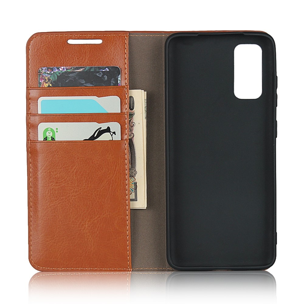 Samsung Galaxy S20 Handytasche aus Echtem Leder braun