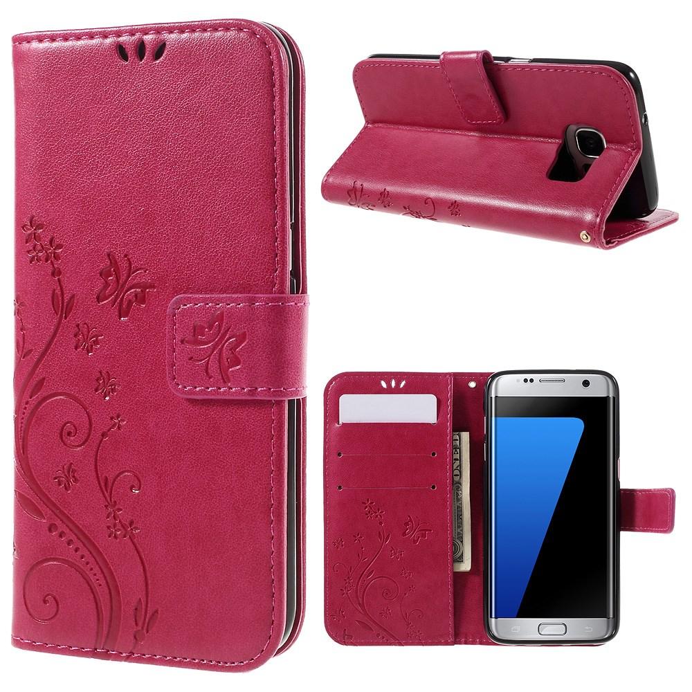 Samsung Galaxy S7 Edge Handyhülle mit Schmetterlingsmuster, rosa