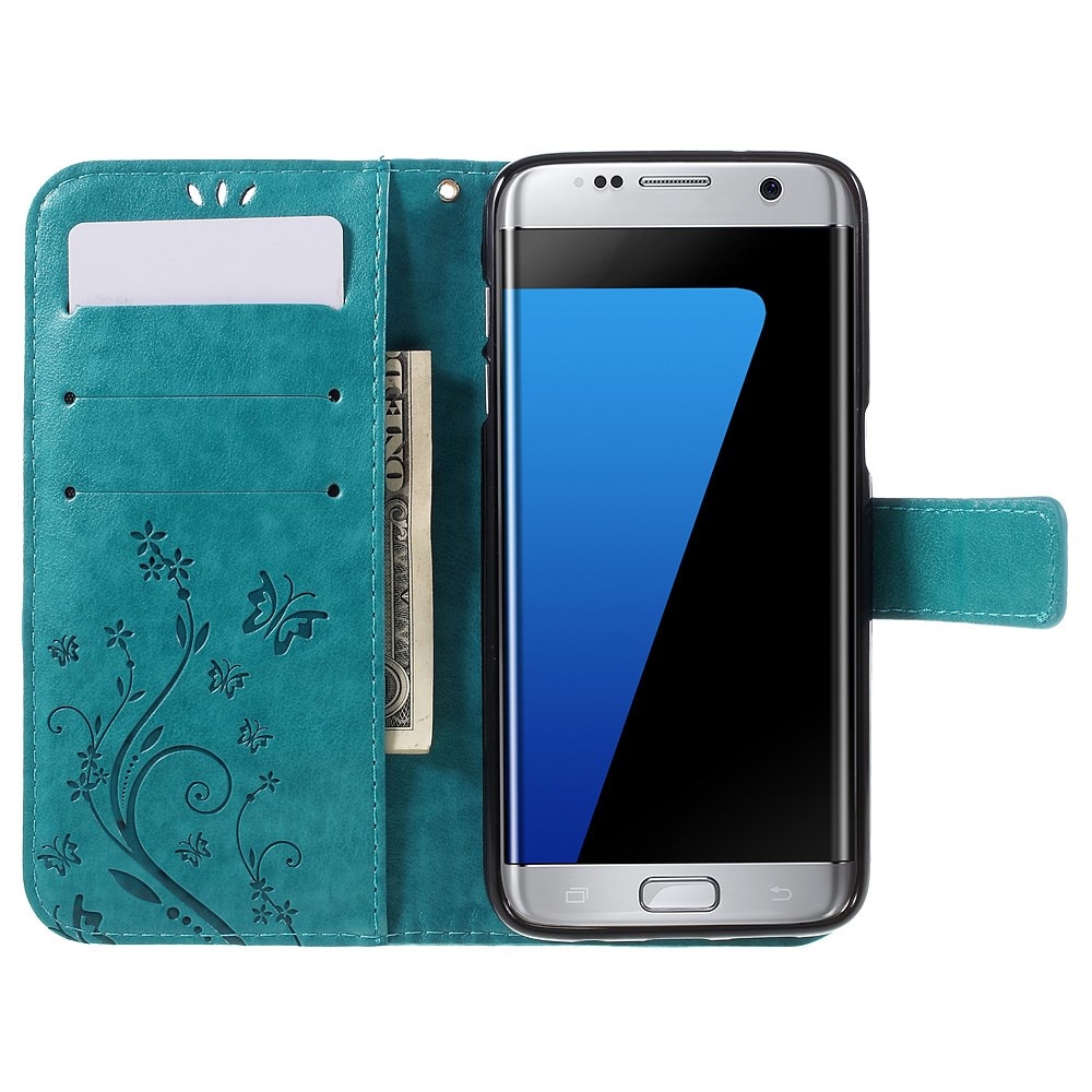 Samsung Galaxy S7 Edge Handyhülle mit Schmetterlingsmuster, blau