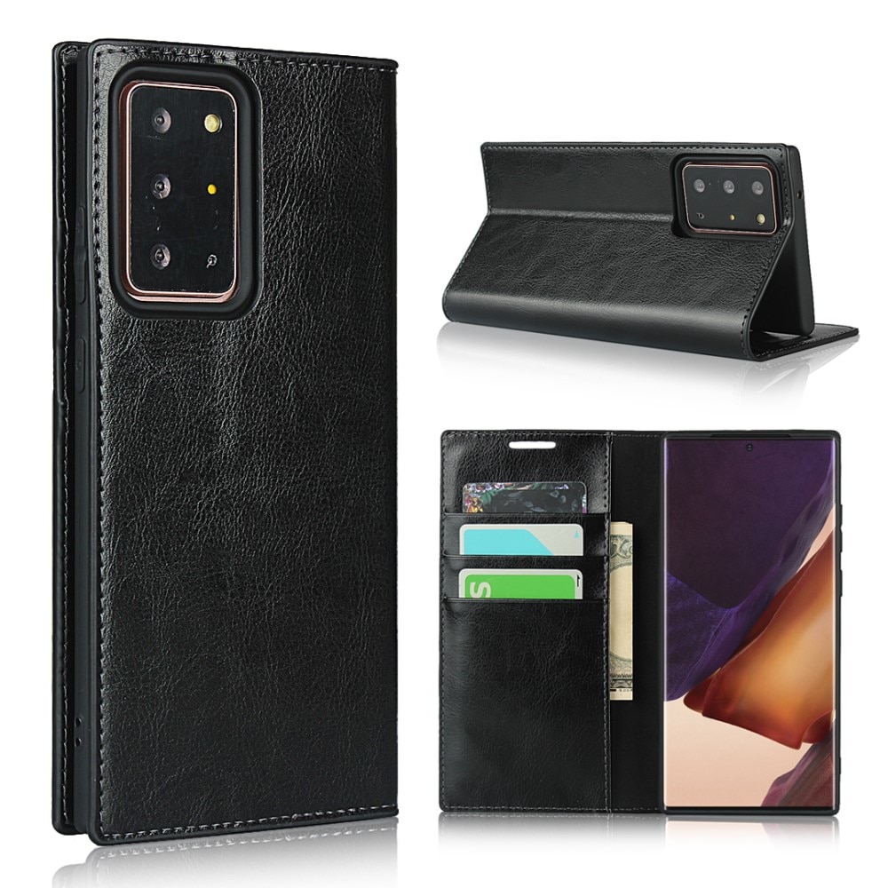 Samsung Galaxy Note 20 Ultra Handytasche aus Echtem Leder schwarz