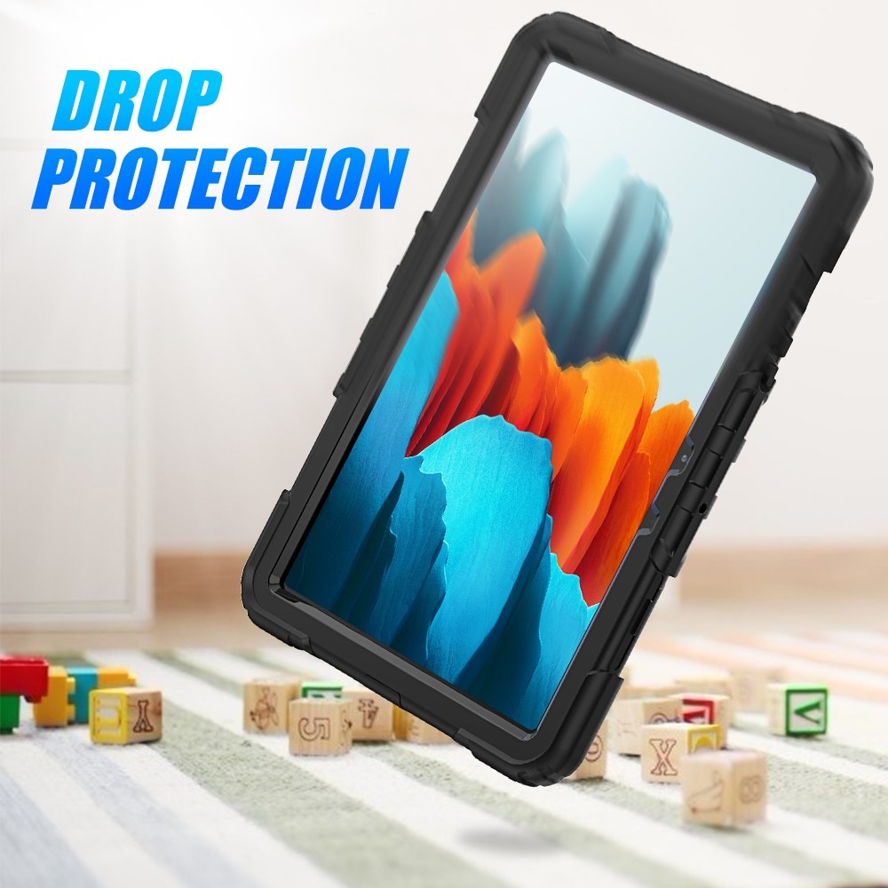 Samsung Galaxy Tab S7/S8 11.0 Stoßfeste Full Protection Hybrid-Hülle mit Schultergurt Schwarz