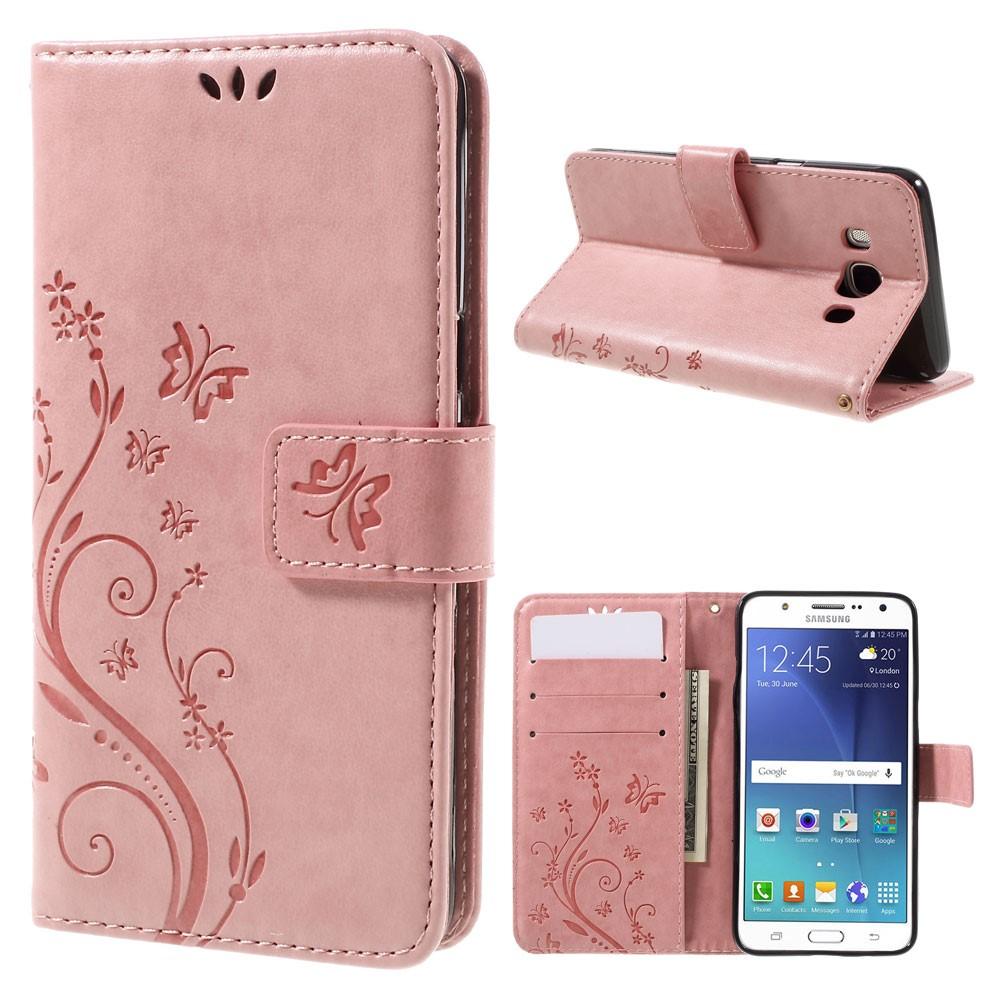Samsung Galaxy J5 2016 Handyhülle mit Schmetterlingsmuster, rosa