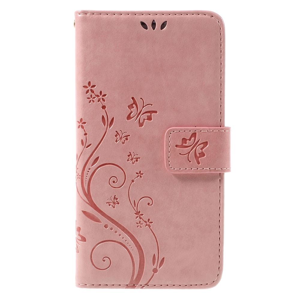 Samsung Galaxy J5 2016 Handyhülle mit Schmetterlingsmuster, rosa