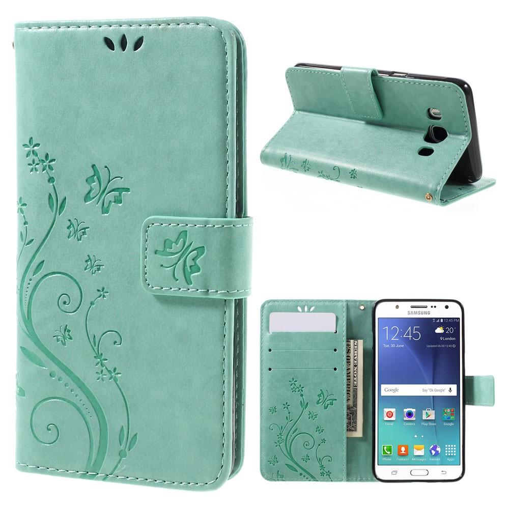 Samsung Galaxy J5 2016 Handyhülle mit Schmetterlingsmuster, Grün