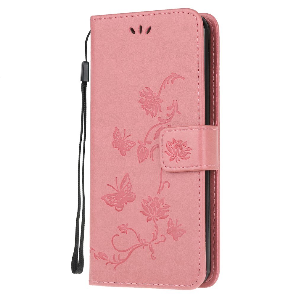 Samsung Galaxy A02s Handyhülle mit Schmetterlingsmuster, rosa