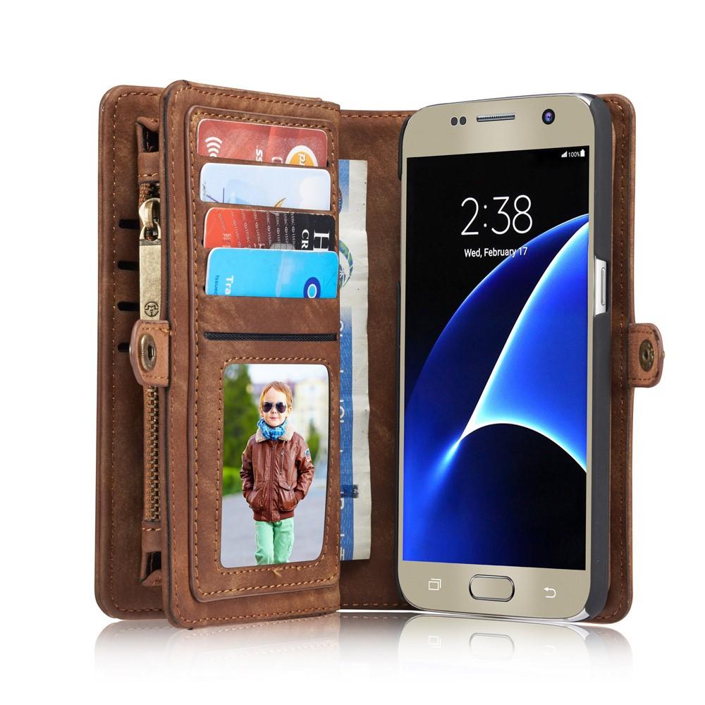 Multi-slot Portemonnaie-Hülle Samsung Galaxy S7 Braun