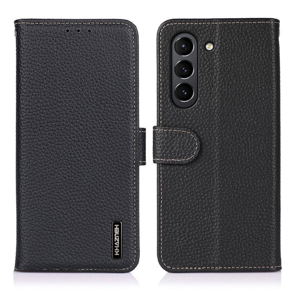 Real Leather Wallet Samsung Galaxy S21 FE Black