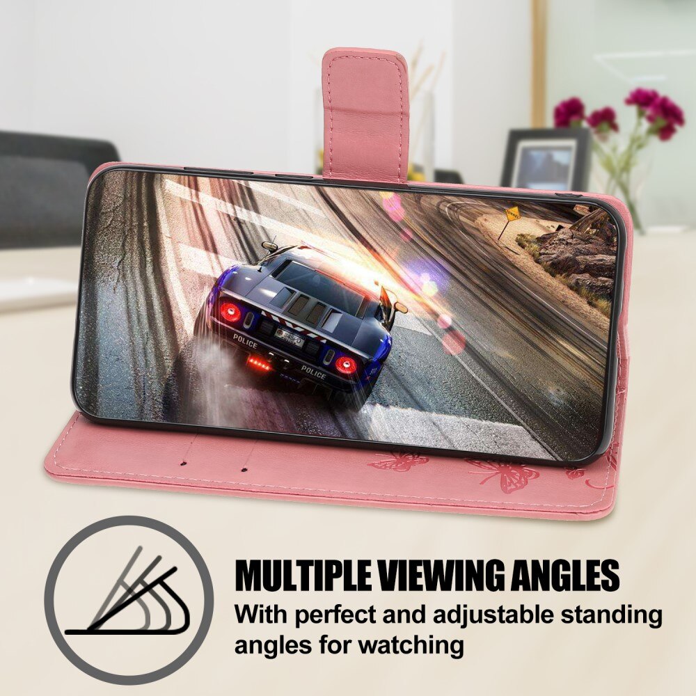 Samsung Galaxy A22 5G Handyhülle mit Schmetterlingsmuster, Rosa