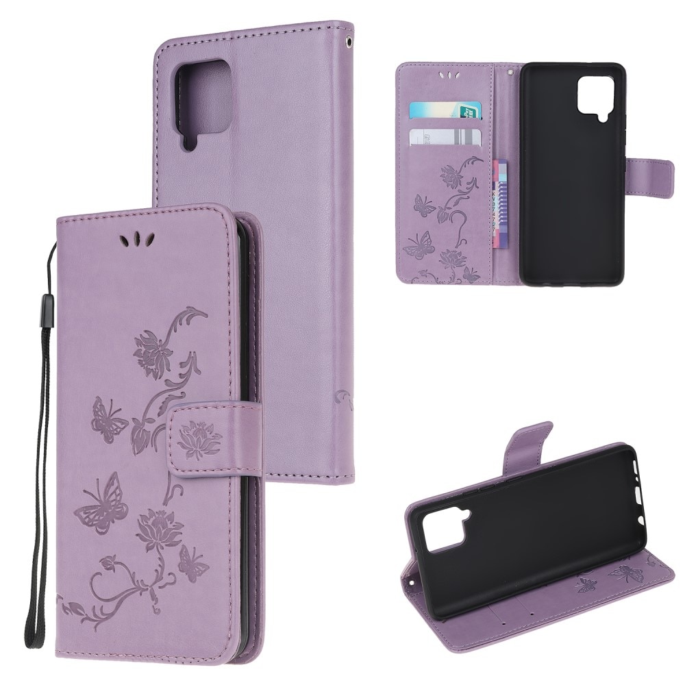 Samsung Galaxy A22 4G Handyhülle mit Schmetterlingsmuster, lila