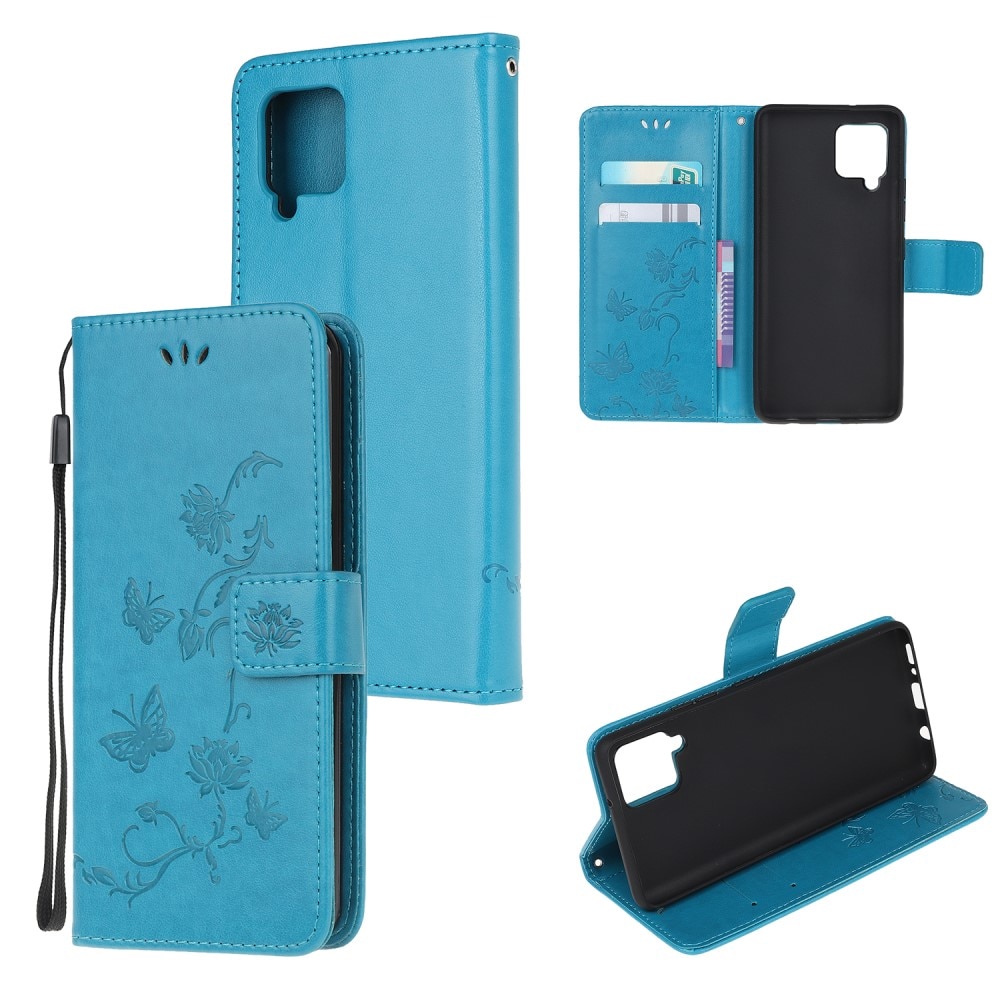 Samsung Galaxy A22 4G Handyhülle mit Schmetterlingsmuster, blau