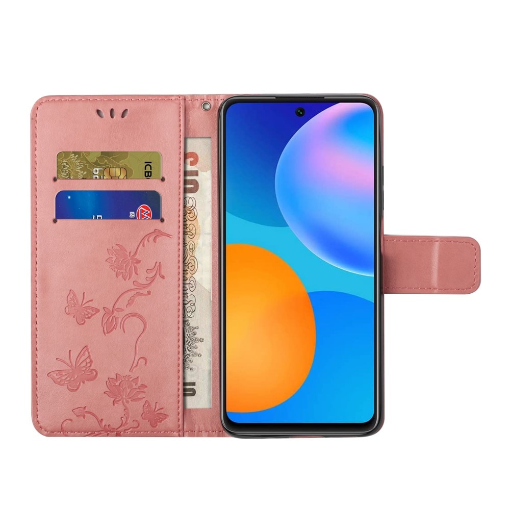 Samsung Galaxy A82 5G Handyhülle mit Schmetterlingsmuster, rosa