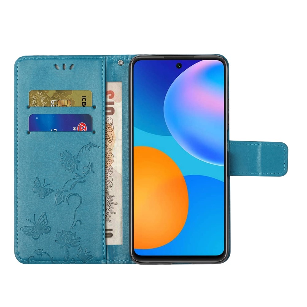 Samsung Galaxy A82 5G Handyhülle mit Schmetterlingsmuster, blau