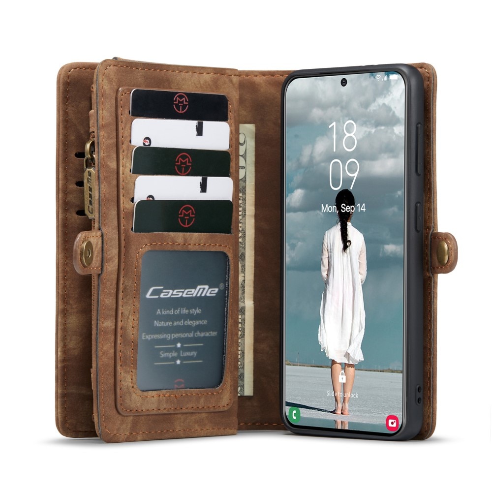 Multi-slot Portemonnaie-Hülle Samsung Galaxy S21 FE Braun