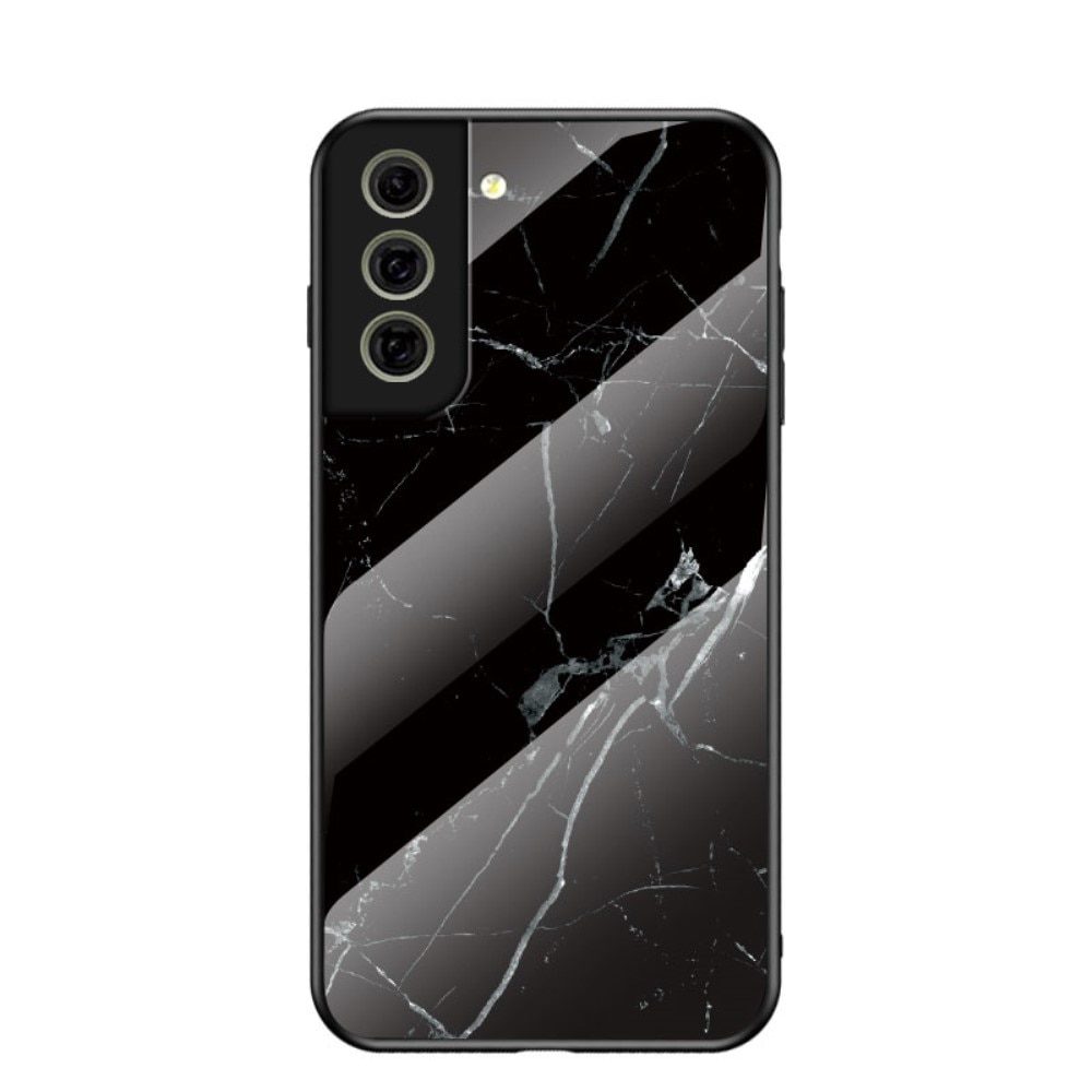 Samsung Galaxy S21 FE Hülle aus gehärtetem Glas Black Marble