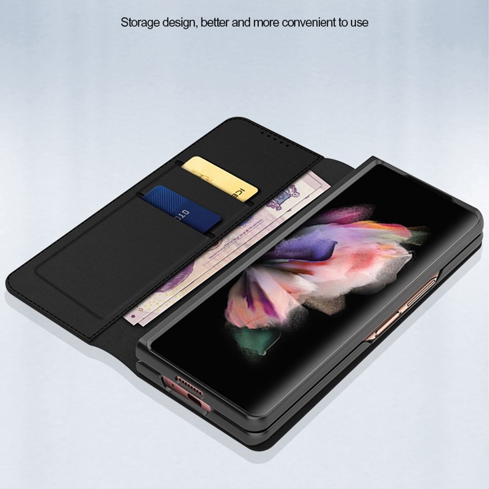 Samsung Galaxy Z Fold 3 Echtlederhülle, Schwarz