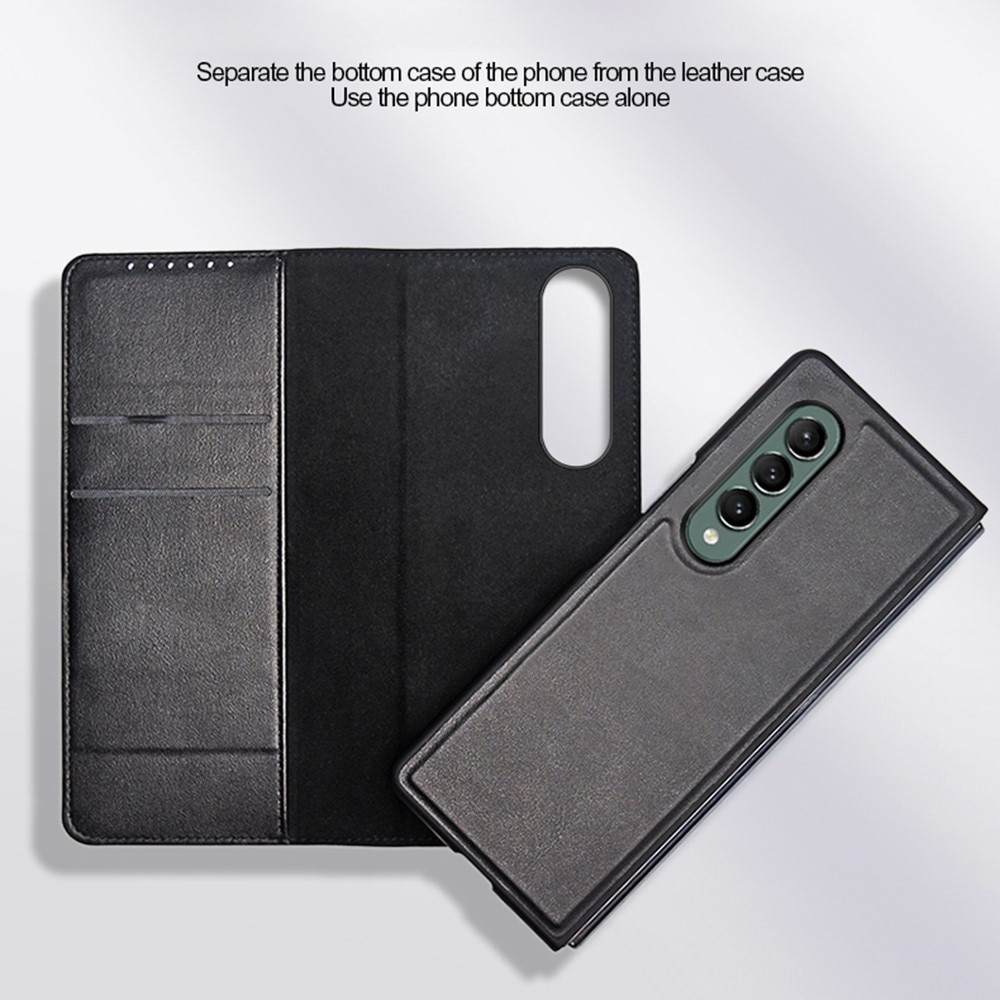 Samsung Galaxy Z Fold 3 Echtlederhülle, Schwarz