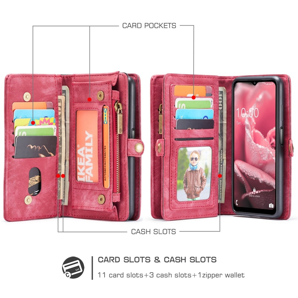 Multi-slot Portemonnaie-Hülle Samsung Galaxy A12 5G Rot