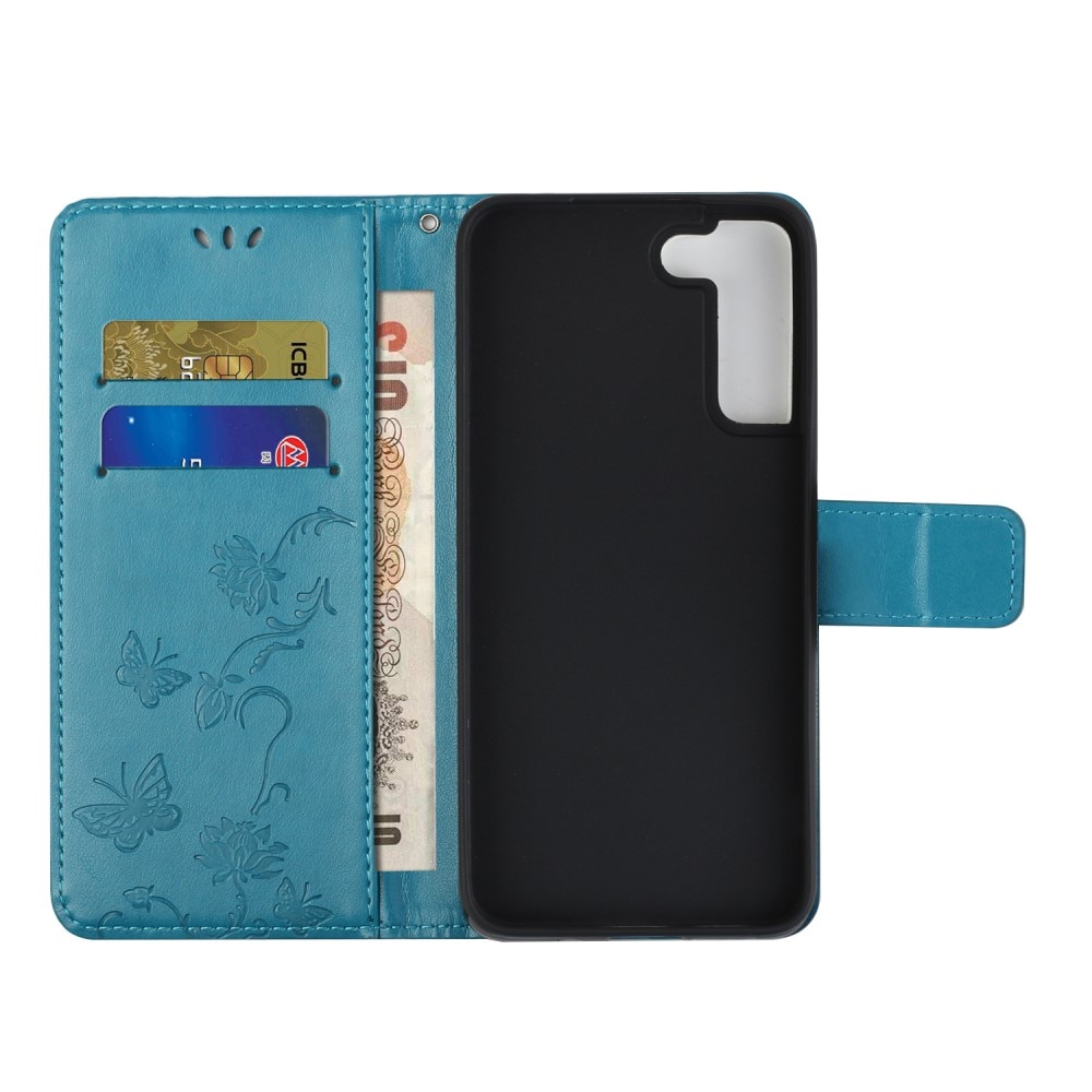 Samsung Galaxy S22 Plus Handyhülle mit Schmetterlingsmuster, Blau