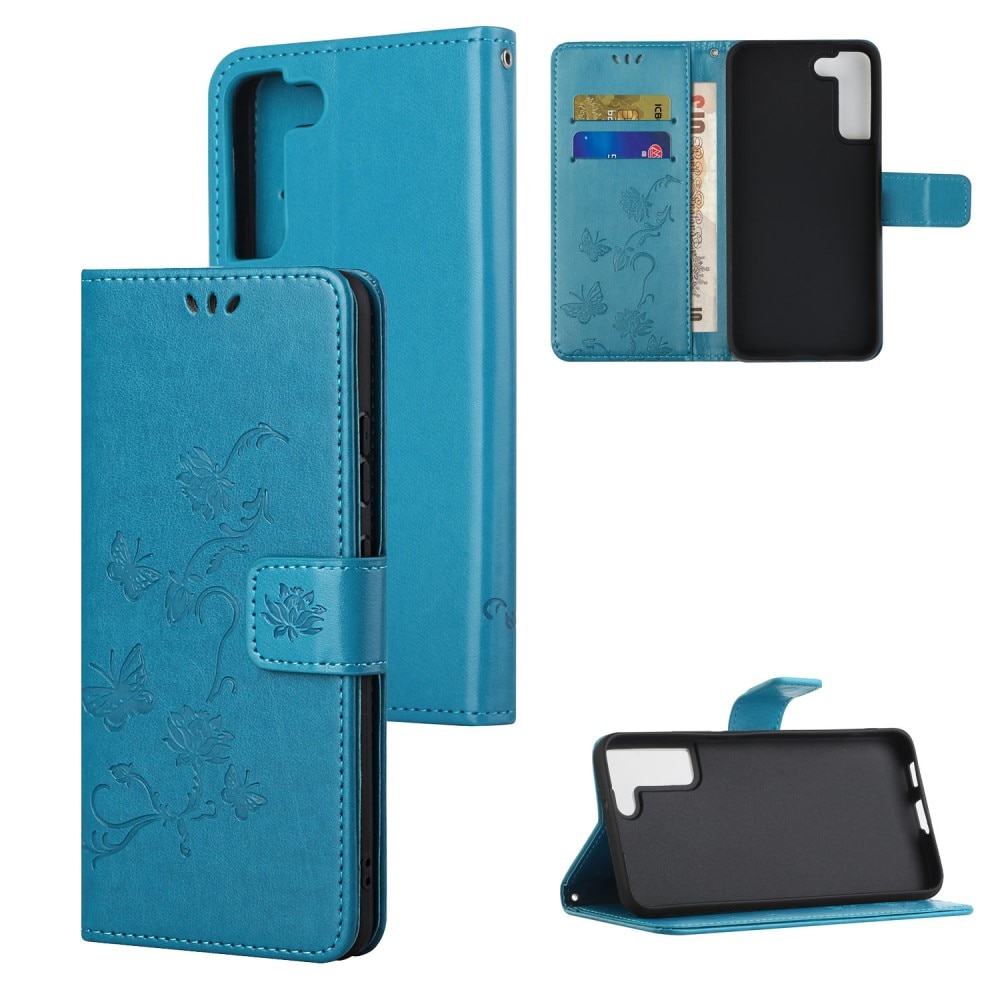 Samsung Galaxy S22 Plus Handyhülle mit Schmetterlingsmuster, Blau