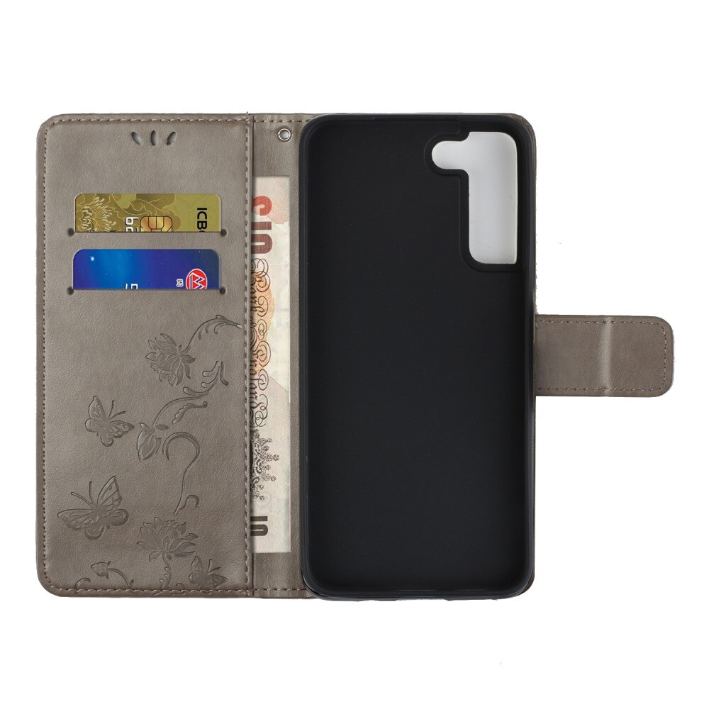 Samsung Galaxy S22 Plus Handyhülle mit Schmetterlingsmuster, Grau