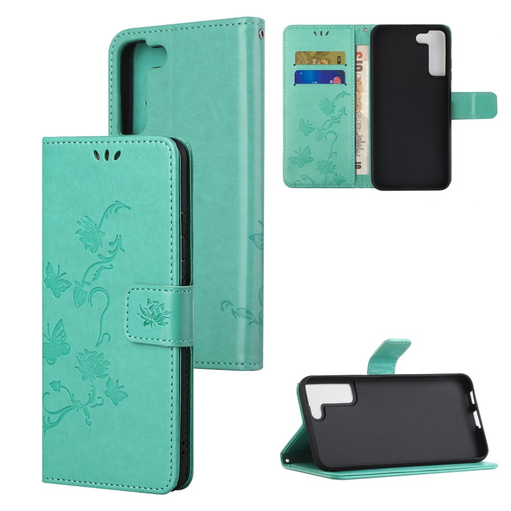 Samsung Galaxy S22 Plus Handyhülle mit Schmetterlingsmuster, Grün