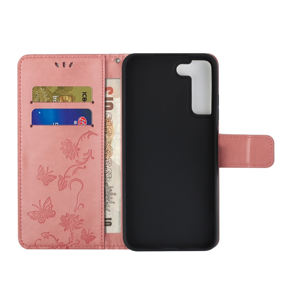Samsung Galaxy S22 Plus Handyhülle mit Schmetterlingsmuster, rosa