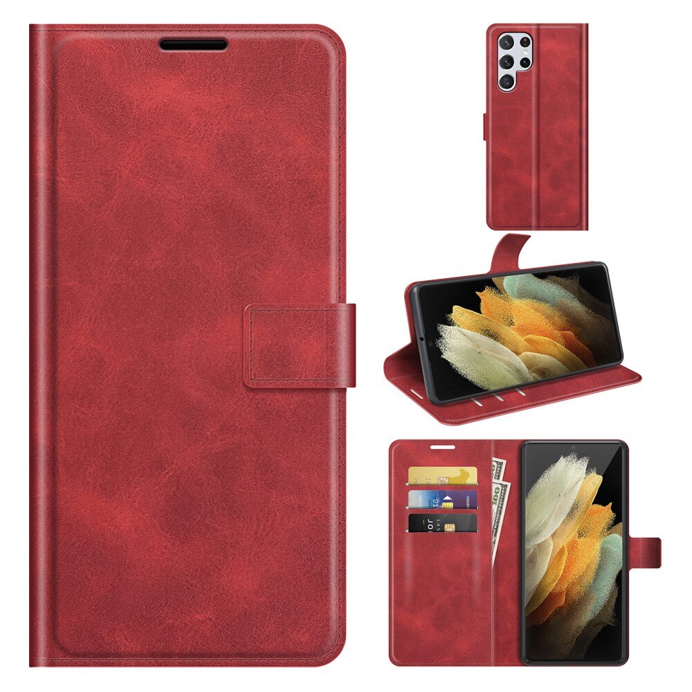 Samsung Galaxy S22 Ultra Leather Wallet Red