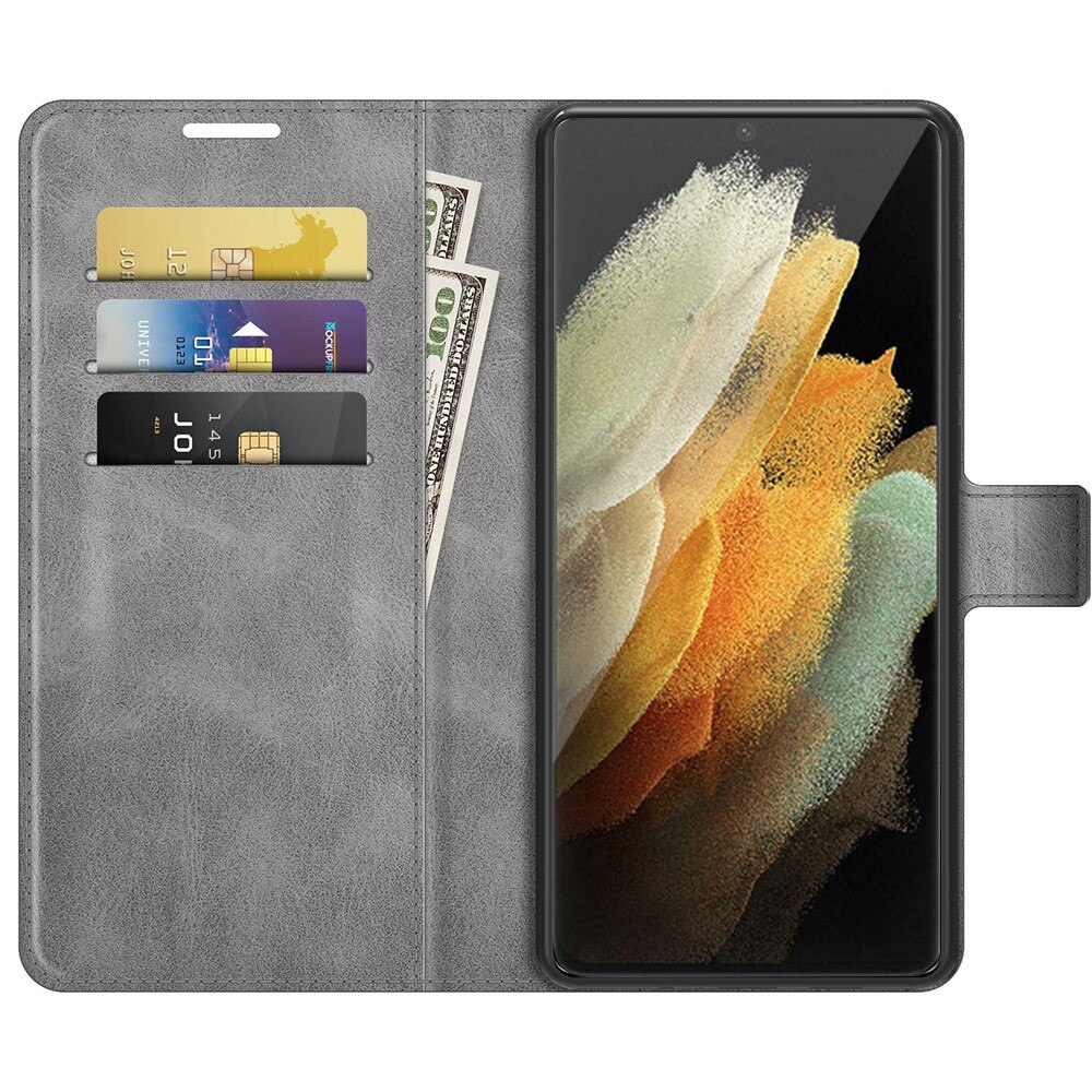 Samsung Galaxy S22 Ultra Leather Wallet Grau