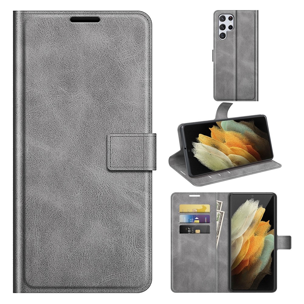 Samsung Galaxy S22 Ultra Leather Wallet Grau