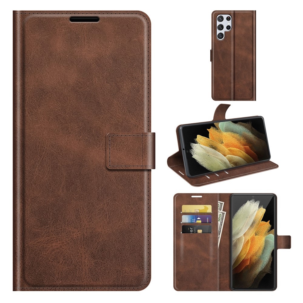 Samsung Galaxy S22 Ultra Leather Wallet Brown