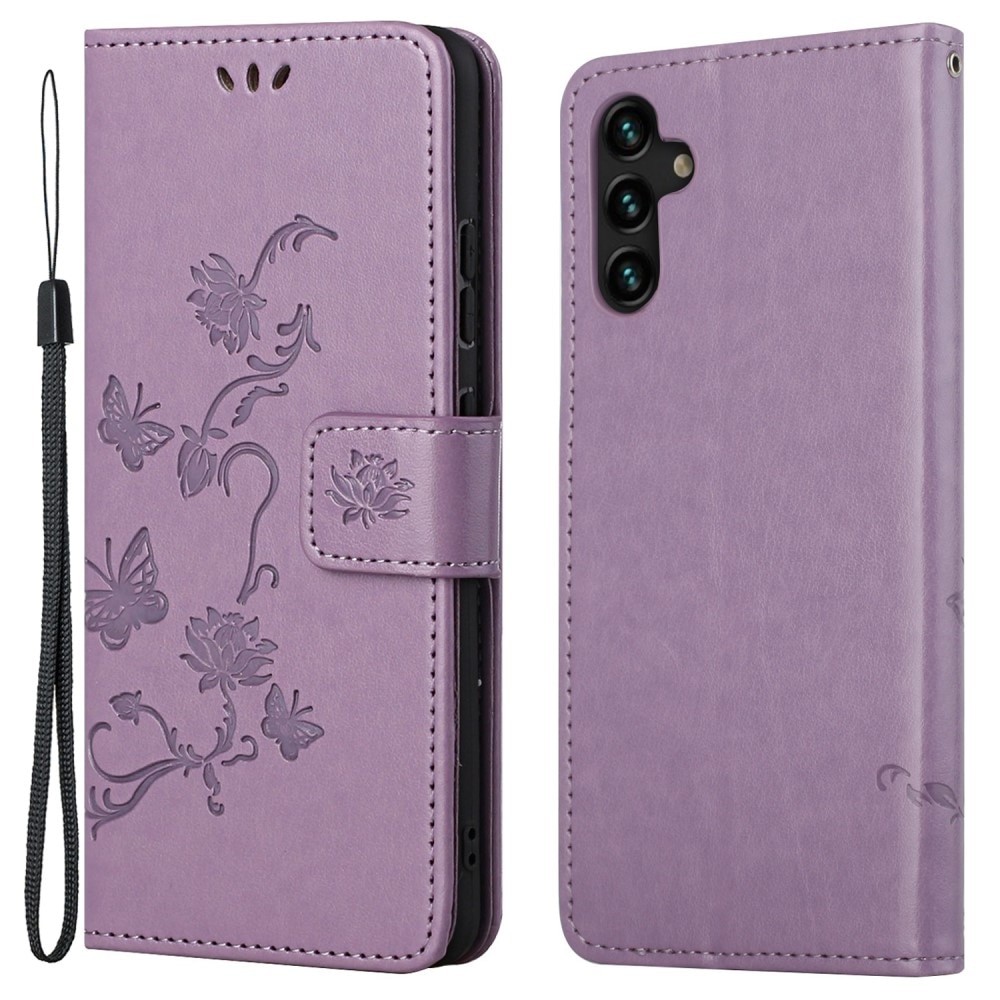 Samsung Galaxy A04s Handyhülle mit Schmetterlingsmuster, Lila