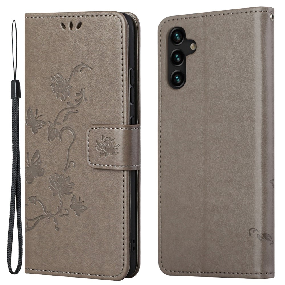 Samsung Galaxy A04s Handyhülle mit Schmetterlingsmuster, Grau