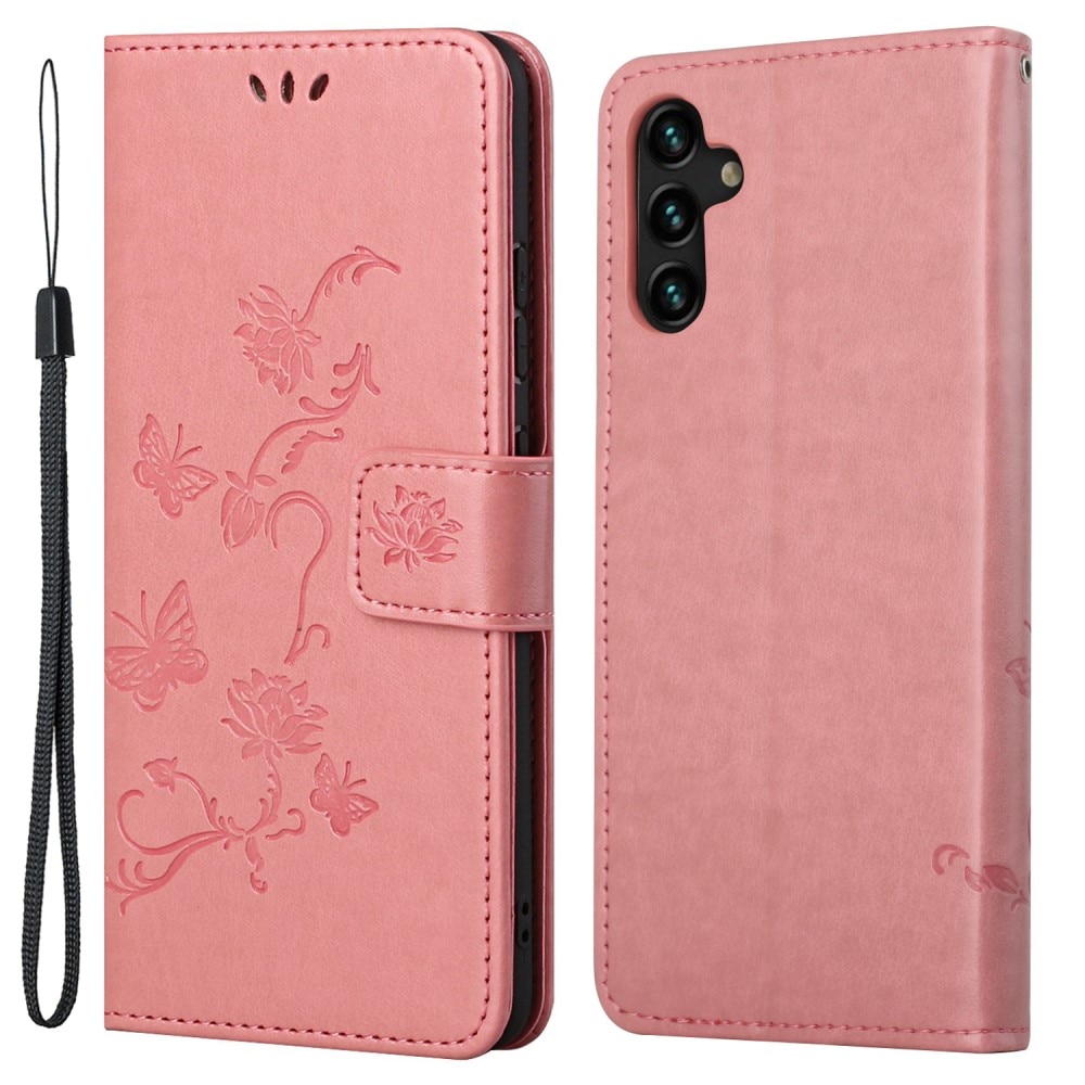 Samsung Galaxy A04s Handyhülle mit Schmetterlingsmuster, Rosa