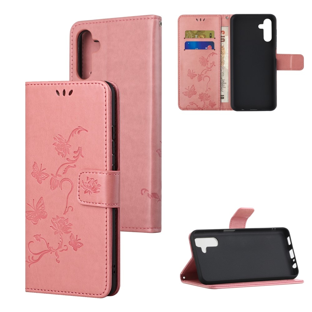Samsung Galaxy A04s Handyhülle mit Schmetterlingsmuster, rosa