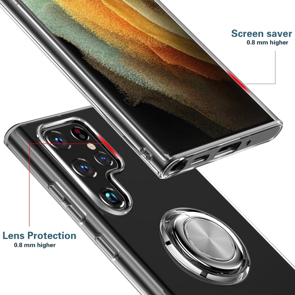 Samsung Galaxy S22 Ultra TPU-Kickstand-Hülle Finger Ring, Transparent