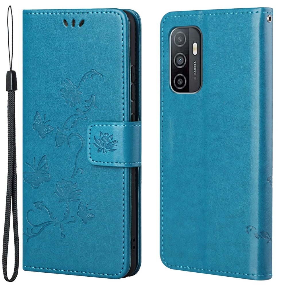 Samsung Galaxy A33 Handyhülle mit Schmetterlingsmuster, blau