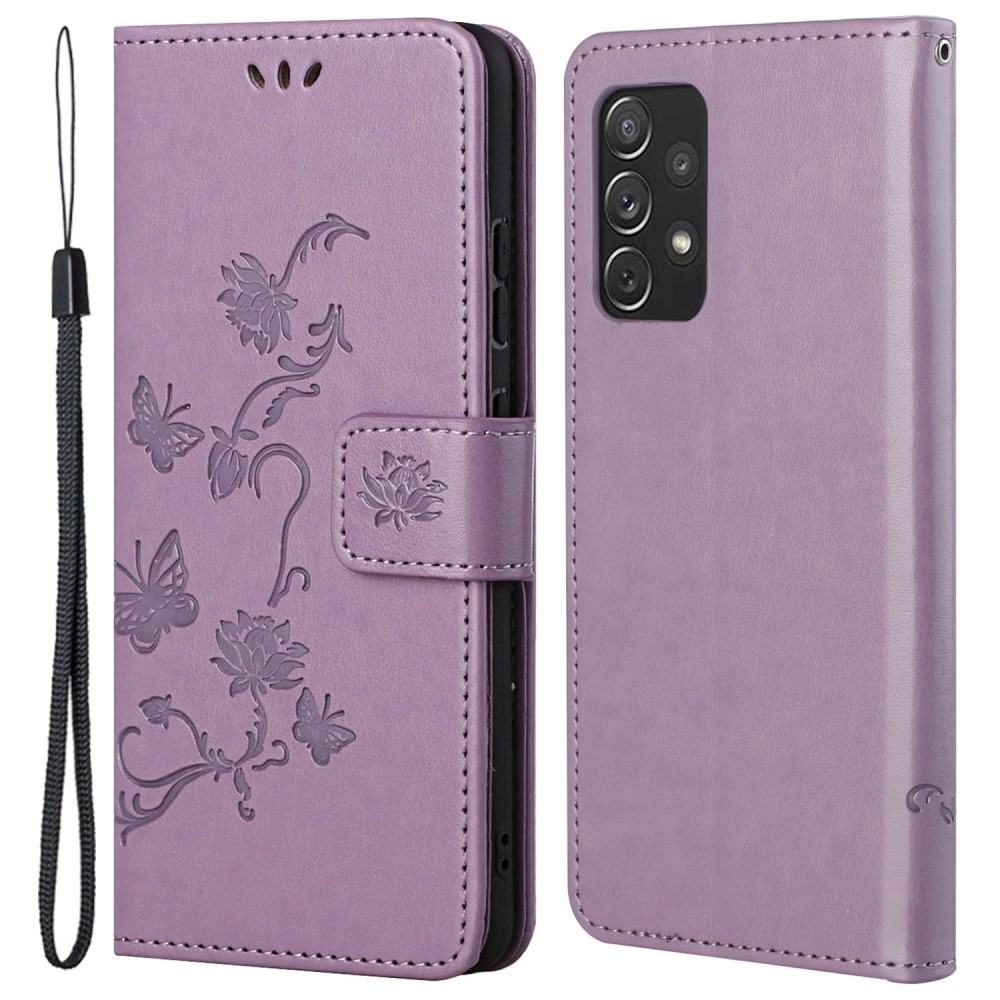 Samsung Galaxy A73 5G Handyhülle mit Schmetterlingsmuster, lila