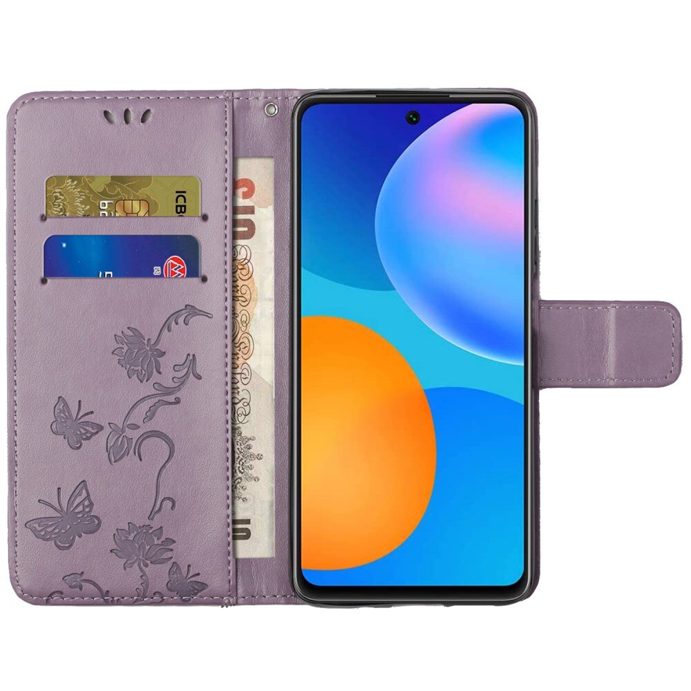 Samsung Galaxy A73 5G Handyhülle mit Schmetterlingsmuster, Lila
