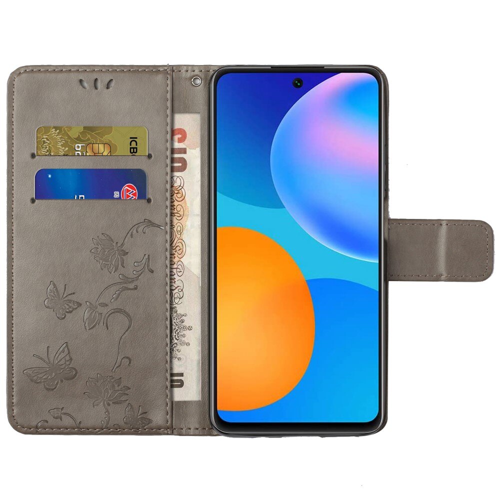 Samsung Galaxy A73 5G Handyhülle mit Schmetterlingsmuster, Grau