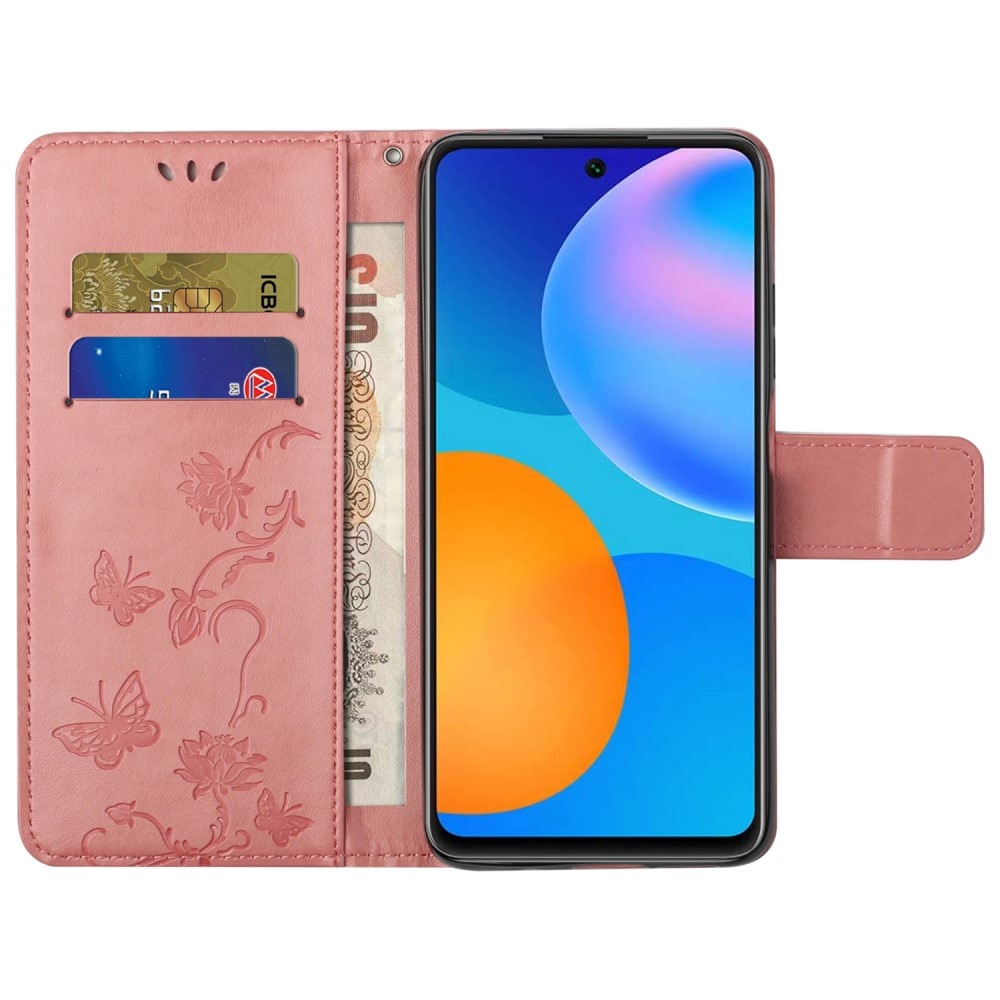 Samsung Galaxy A73 5G Handyhülle mit Schmetterlingsmuster, rosa