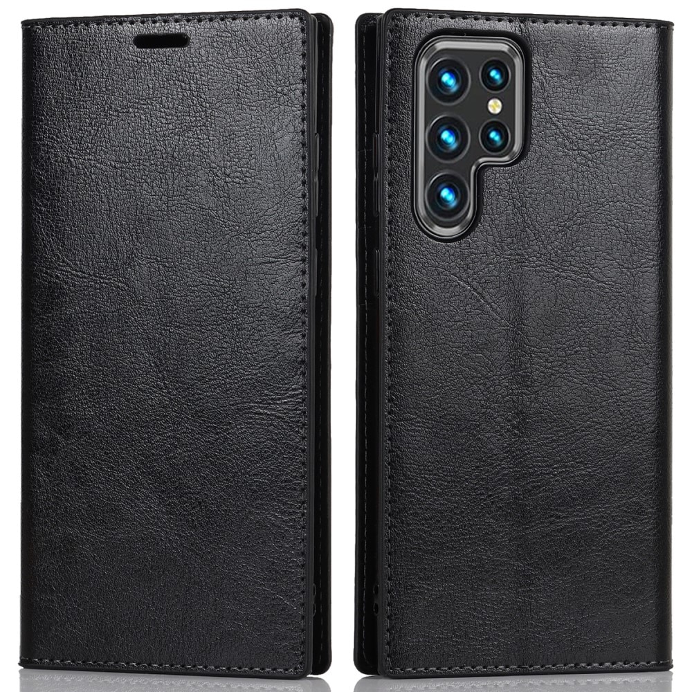 Samsung Galaxy S22 Ultra Handytasche aus Echtem Leder schwarz