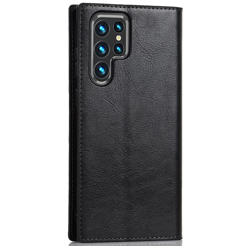 Samsung Galaxy S22 Ultra Handytasche aus Echtem Leder schwarz