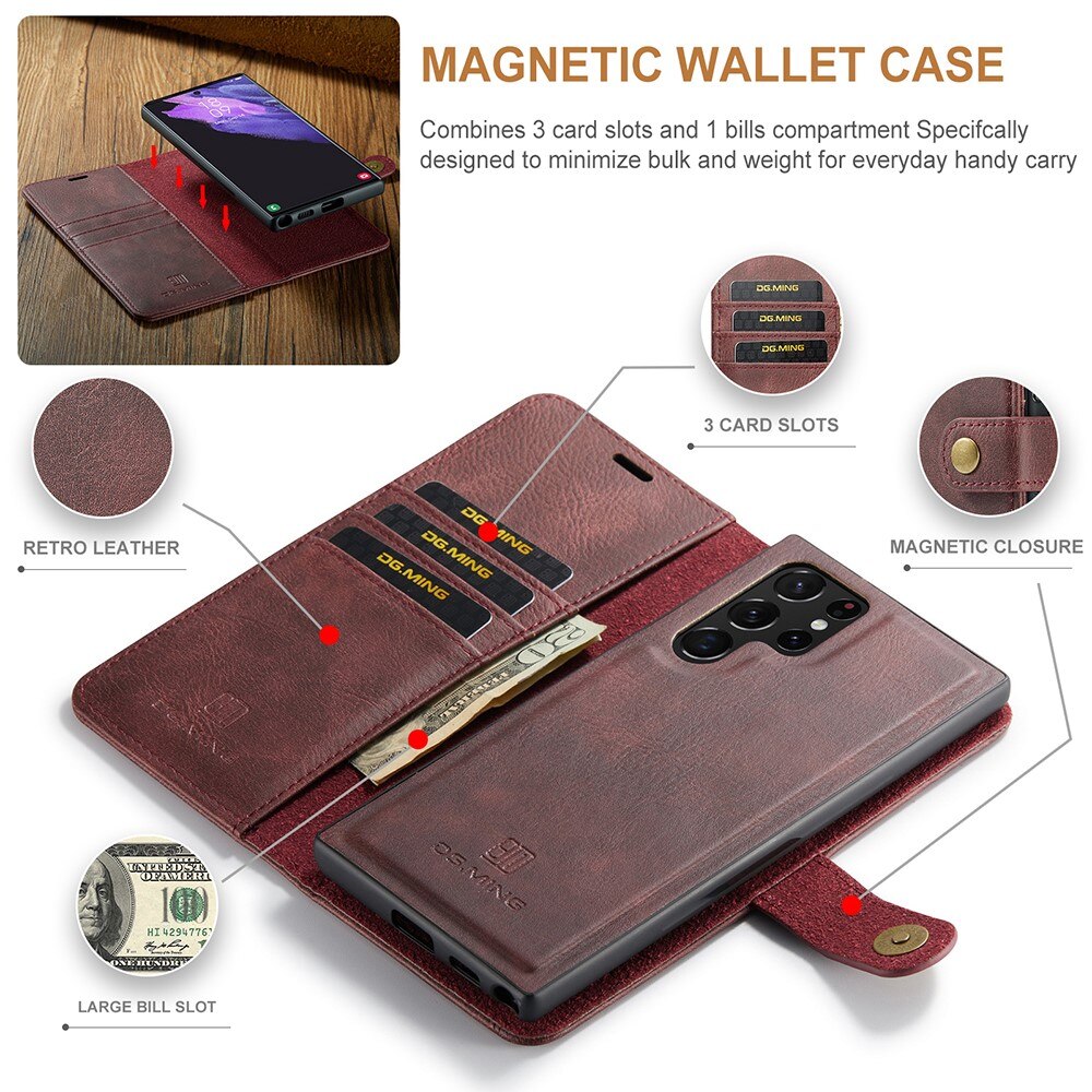 Handytasche Magnetische Samsung Galaxy S22 Ultra Rot