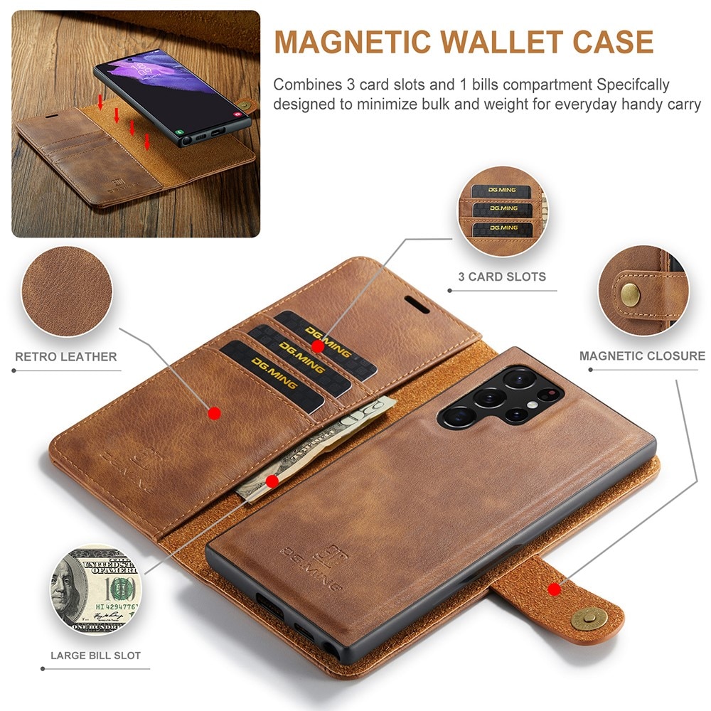 Handytasche Magnetische Samsung Galaxy S22 Ultra Cognac