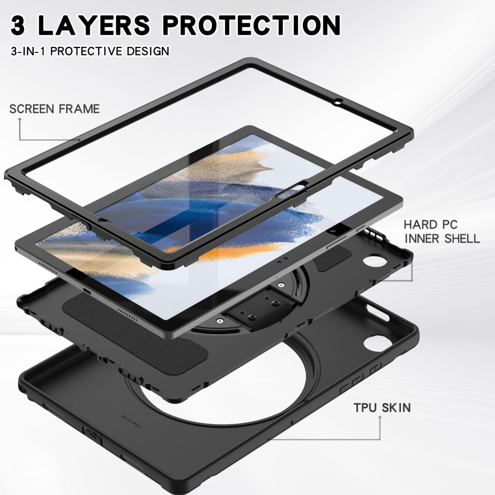 Samsung Galaxy Tab A8 10.5 Stoßfeste Hybrid-Hülle Schwarz