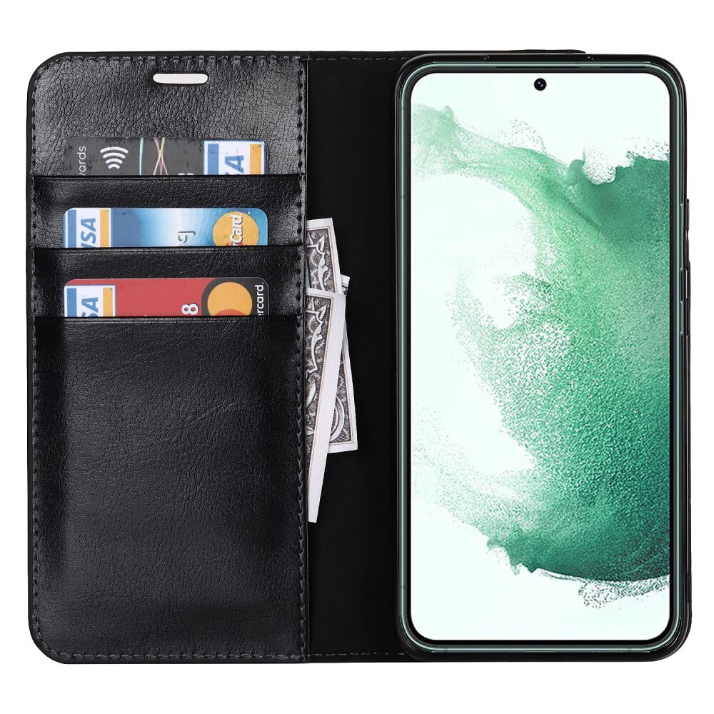 Samsung Galaxy S22 Plus Handytasche aus Echtem Leder schwarz