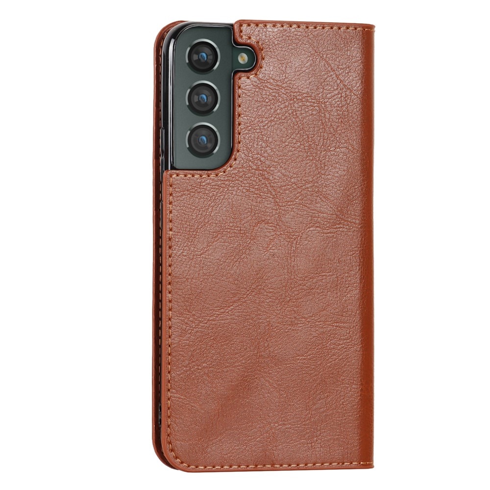 Samsung Galaxy S22 Plus Handytasche aus Echtem Leder braun