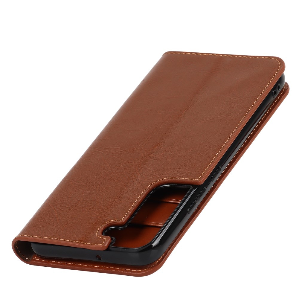 Samsung Galaxy S22 Plus Handytasche aus Echtem Leder braun