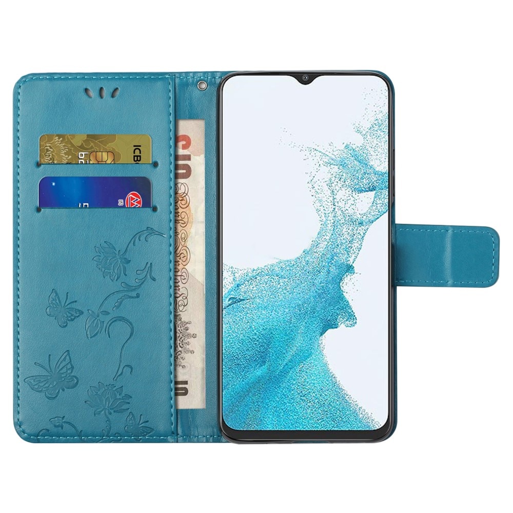 Samsung Galaxy A23 Handyhülle mit Schmetterlingsmuster, blau